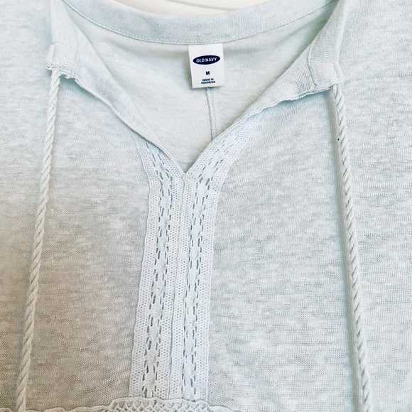 Old Navy Women’s Linen Top Shirt Loose Fit 3/4 Sleeves Mint Green Medium M - Picture 4 of 4